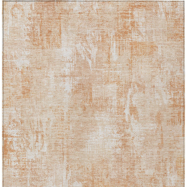 Homeroots 3' Beige Tan And Ivory Abstract Washable Indoor Outdoor Area Rug For Stylish Living Spaces 9' X 12' Polyester 583170