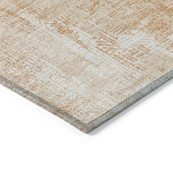 Homeroots 3' Beige Tan And Ivory Abstract Washable Indoor Outdoor Area Rug For Stylish Living Spaces 10' X 14' Polyester 583171