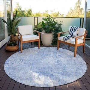 Homeroots 3' Beige Tan And Ivory Abstract Washable Indoor Outdoor Area Rug For Stylish Living Spaces 8' Round Polyester 583174