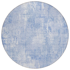 HomeRoots 5' Sky Blue and Denim Blue Abstract Washable Indoor Outdoor Area Rug for Stylish Spaces 8' Round 583174
