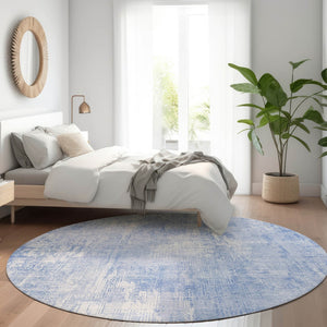 Homeroots 3' Beige Tan And Ivory Abstract Washable Indoor Outdoor Area Rug For Stylish Living Spaces 8' Round Polyester 583174