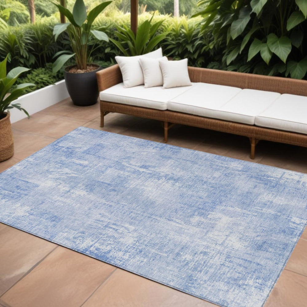HomeRoots 9' Stylish Abstract Washable Area Rug in Serene Sky Blue and Denim Blue for Indoor or Outdoor Use 9' X 12' 583176