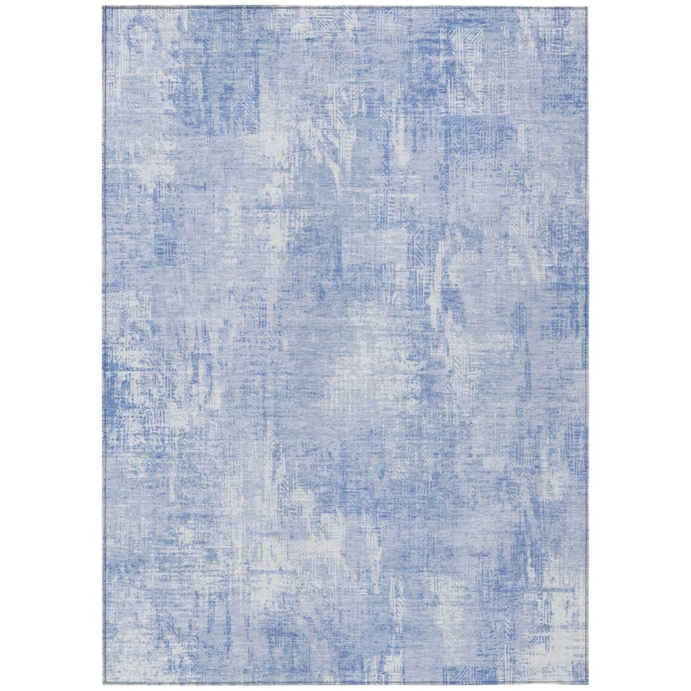 HomeRoots 9' Stylish Abstract Washable Area Rug in Serene Sky Blue and Denim Blue for Indoor or Outdoor Use 9' X 12' 583176
