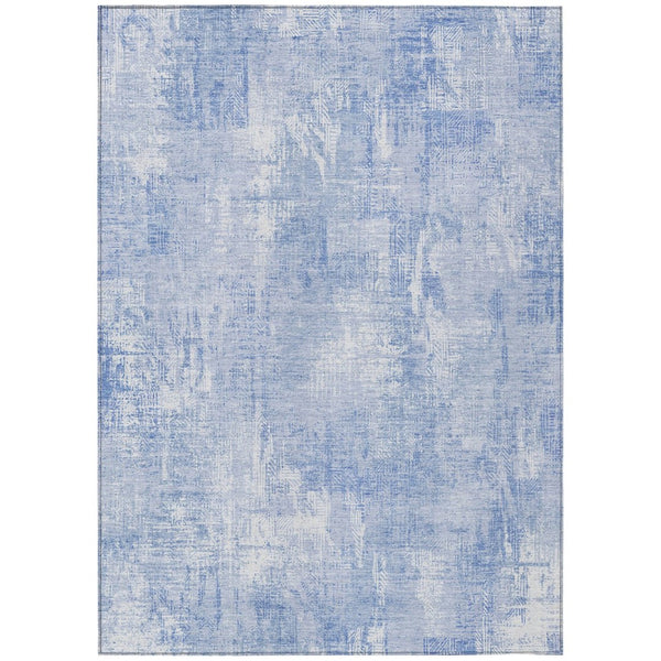 HomeRoots 9' Stylish Abstract Washable Area Rug in Serene Sky Blue and Denim Blue for Indoor or Outdoor Use 9' X 12' 583176