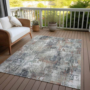 Homeroots 3' Beige Tan And Ivory Abstract Washable Indoor Outdoor Area Rug For Stylish Living Spaces 3' X 5' Polyester 583178