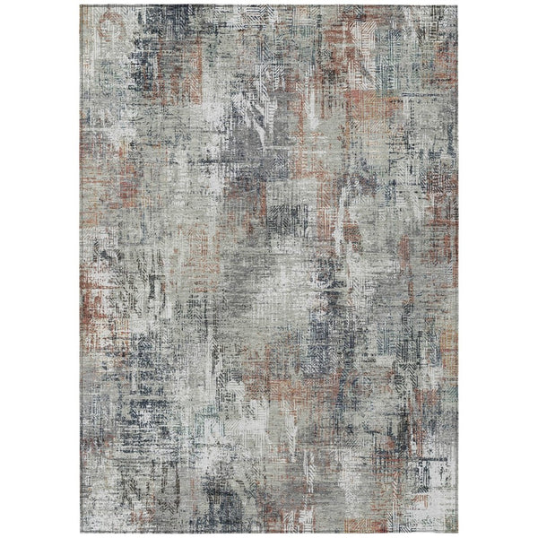 HomeRoots 5' Contemporary Taupe Gray and Copper Abstract Washable Area Rug for Indoor and Outdoor Use 5' X 8' 583179