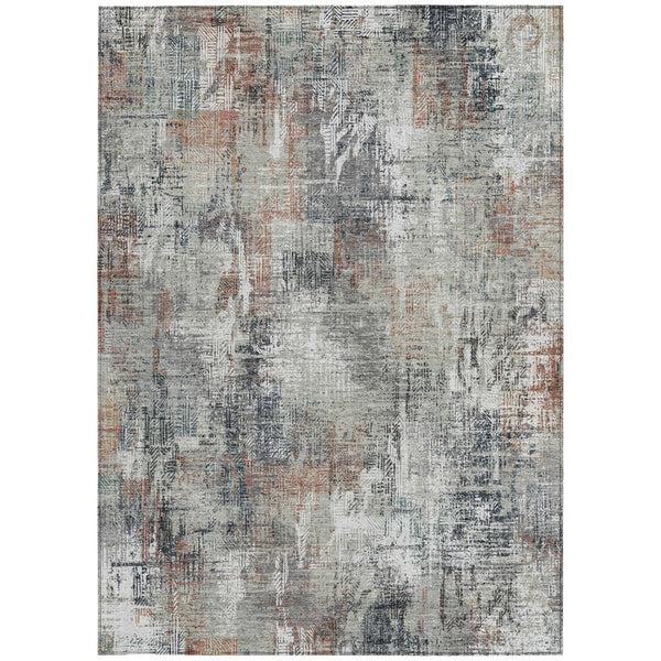 Homeroots 3' Beige Tan And Ivory Abstract Washable Indoor Outdoor Area Rug For Stylish Living Spaces 5' X 8' Polyester 583179