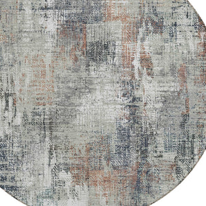 Homeroots 3' Beige Tan And Ivory Abstract Washable Indoor Outdoor Area Rug For Stylish Living Spaces 8' Round Polyester 583180