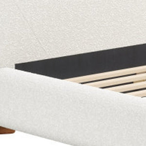 HomeRoots Ivory Solid Wood Boucle Queen Bed Frame - Elegant, Durable Design for Comfort & Style in Any Space 583186