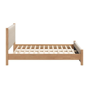 HomeRoots Beige Upholstered Queen Bed Frame - Stylish Solid Wood Design with Cozy Comfort & Modern Aesthetic 583189