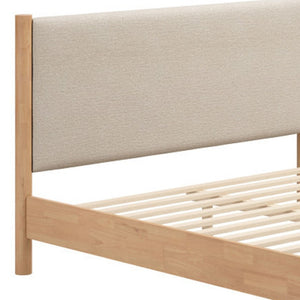 HomeRoots Beige Upholstered Queen Bed Frame - Stylish Solid Wood Design with Cozy Comfort & Modern Aesthetic 583189