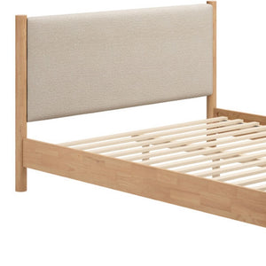 HomeRoots Beige Upholstered Queen Bed Frame - Stylish Solid Wood Design with Cozy Comfort & Modern Aesthetic 583189