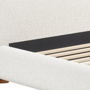 HomeRoots Ivory Solid Wood Boucle King Bed Frame - Contemporary Comfort & Durable Design for Your Bedroom Retreat 583191
