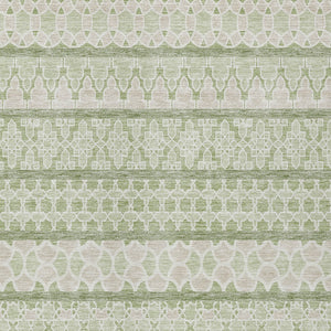 Homeroots 3' Artichoke Green Quatrefoil Washable Area Rug – Elegant Indoor Outdoor Design For Any Space 5' X 8' Polyester 583193