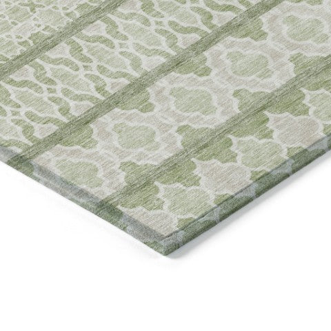 Homeroots 3' Artichoke Green Quatrefoil Washable Area Rug – Elegant Indoor Outdoor Design For Any Space 8' Round Polyester 583194