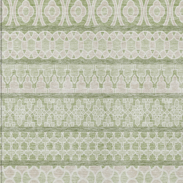 Homeroots 3' Artichoke Green Quatrefoil Washable Area Rug – Elegant Indoor Outdoor Design For Any Space 9' X 12' Polyester 583196