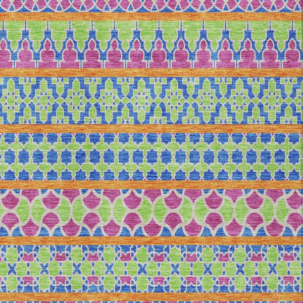 Homeroots 3' Artichoke Green Quatrefoil Washable Area Rug – Elegant Indoor Outdoor Design For Any Space 3' X 5' Polyester 583204