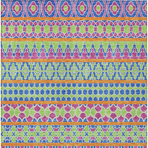 Homeroots 3' Artichoke Green Quatrefoil Washable Area Rug – Elegant Indoor Outdoor Design For Any Space 9' X 12' Polyester 583208