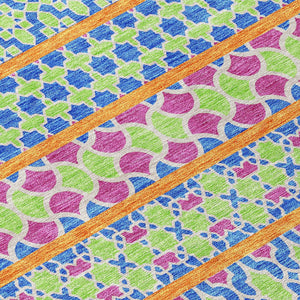 Homeroots 3' Artichoke Green Quatrefoil Washable Area Rug – Elegant Indoor Outdoor Design For Any Space 9' X 12' Polyester 583208