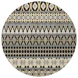 Homeroots 3' Artichoke Green Quatrefoil Washable Area Rug – Elegant Indoor Outdoor Design For Any Space 8' Round Polyester 583212