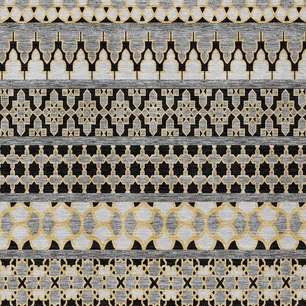 Homeroots 3' Artichoke Green Quatrefoil Washable Area Rug – Elegant Indoor Outdoor Design For Any Space 9' X 12' Polyester 583214