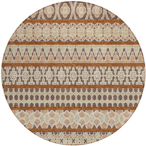 Homeroots 3' Artichoke Green Quatrefoil Washable Area Rug – Elegant Indoor Outdoor Design For Any Space 8' Round Polyester 583218