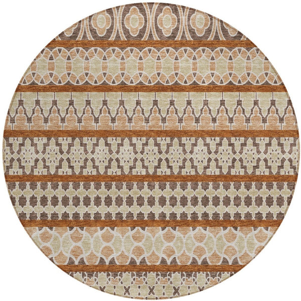 Homeroots 3' Artichoke Green Quatrefoil Washable Area Rug – Elegant Indoor Outdoor Design For Any Space 8' Round Polyester 583218