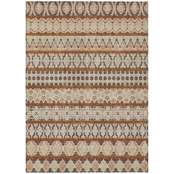 HomeRoots 5' Chocolate and Taupe Quatrefoil Area Rug - Stylish, Washable, and Durable for Indoor/Outdoor Use 8' X 10' 583219