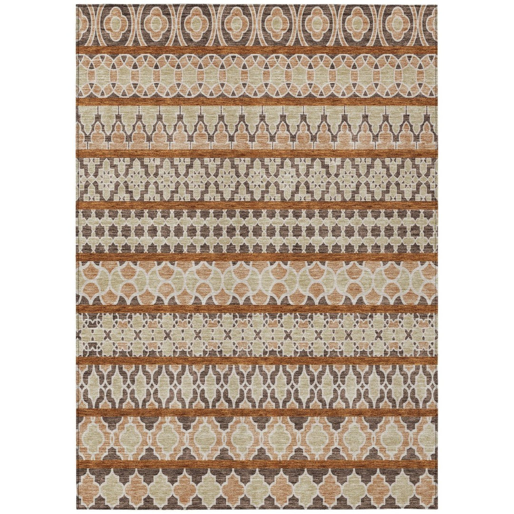 HomeRoots 5' Chocolate and Taupe Quatrefoil Area Rug - Stylish, Washable, and Durable for Indoor/Outdoor Use 10' X 14' 583221
