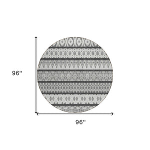 Homeroots 3' Artichoke Green Quatrefoil Washable Area Rug – Elegant Indoor Outdoor Design For Any Space 8' Round Polyester 583224