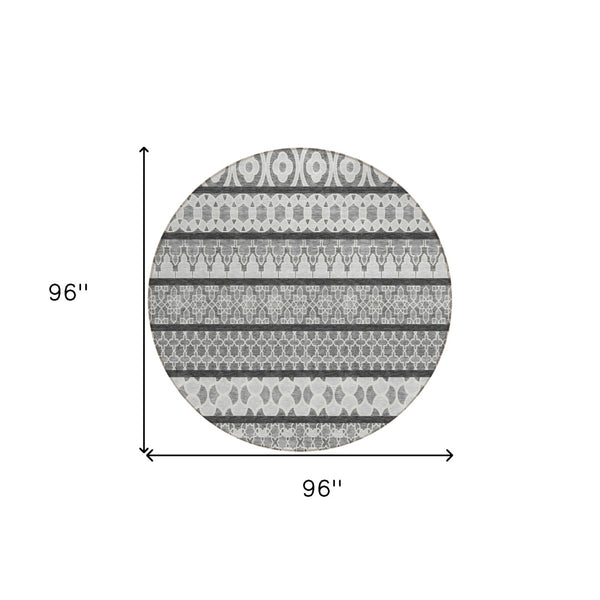 Homeroots 3' Artichoke Green Quatrefoil Washable Area Rug – Elegant Indoor Outdoor Design For Any Space 8' Round Polyester 583224
