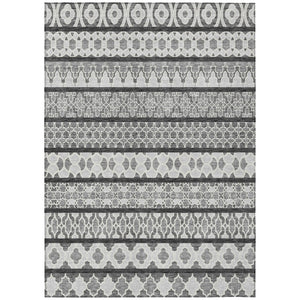 HomeRoots 9' Gray Charcoal and Silver Quatrefoil Washable Area Rug - Durable, Stylish for Indoor & Outdoor Use 9' X 12' 583226