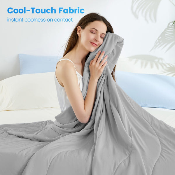English Elm 1-piece Queen Cooling Comforter Nylon Spandex Shell Wave Quilted Breathable Lightweight Fill Gray B035P408408