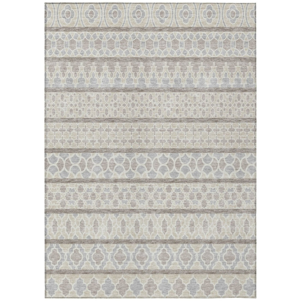 HomeRoots 9' Elegant Ivory Beige Taupe Quatrefoil Indoor Outdoor Area Rug - Durable, Washable & Stylish Solution 9' X 12' 583232