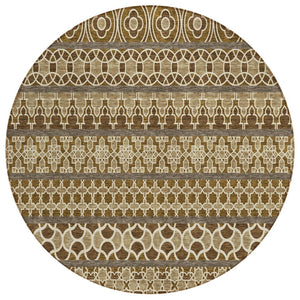 HomeRoots 5' Stylish Brown and Taupe Quatrefoil Washable Area Rug for Indoor and Outdoor Spaces, Durable Design 8' Round 583236
