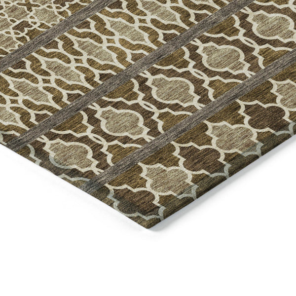 Homeroots 3' Artichoke Green Quatrefoil Washable Area Rug – Elegant Indoor Outdoor Design For Any Space 8' Round Polyester 583236