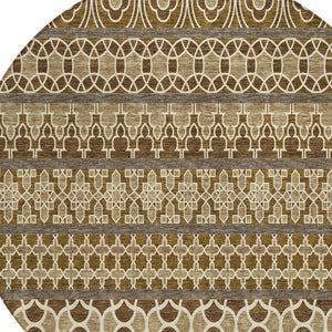 Homeroots 3' Artichoke Green Quatrefoil Washable Area Rug – Elegant Indoor Outdoor Design For Any Space 8' Round Polyester 583236