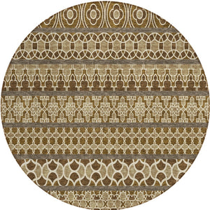 Homeroots 3' Artichoke Green Quatrefoil Washable Area Rug – Elegant Indoor Outdoor Design For Any Space 8' Round Polyester 583236