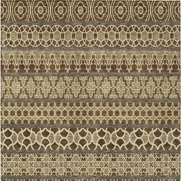 Homeroots 3' Artichoke Green Quatrefoil Washable Area Rug – Elegant Indoor Outdoor Design For Any Space 8' X 10' Polyester 583237