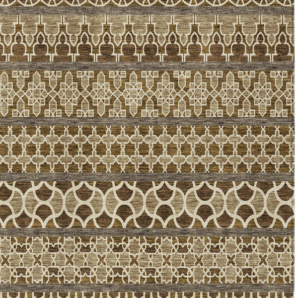 Homeroots 3' Artichoke Green Quatrefoil Washable Area Rug – Elegant Indoor Outdoor Design For Any Space 8' X 10' Polyester 583237