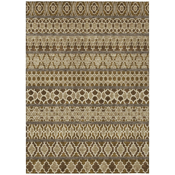 HomeRoots 9' Brown and Taupe Quatrefoil Indoor/Outdoor Area Rug - Durable, Washable, and Versatile Design 9' X 12' 583238