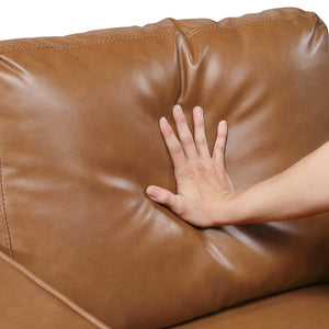 English Elm Modern Brown Faux Leather Loveseat Malcolm Collection – Track Arms, Welt Trim, Solid Wood Frame, 54" loveseat B011P394848