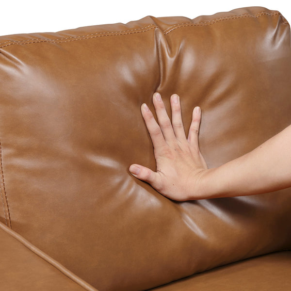 English Elm Modern Brown Faux Leather Loveseat Malcolm Collection – Track Arms, Welt Trim, Solid Wood Frame, 54" loveseat B011P394848