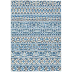 HomeRoots 5' Quatrefoil Washable Area Rug in Sky Blue & Denim Blue for Indoor/Outdoor Use, Durable & Stylish 8' X 10' 583243
