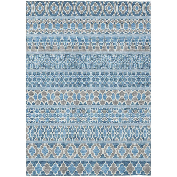 HomeRoots 5' Quatrefoil Washable Area Rug in Sky Blue & Denim Blue for Indoor/Outdoor Use, Durable & Stylish 8' X 10' 583243