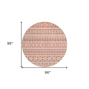 Homeroots 3' Artichoke Green Quatrefoil Washable Area Rug – Elegant Indoor Outdoor Design For Any Space 8' Round Polyester 583248