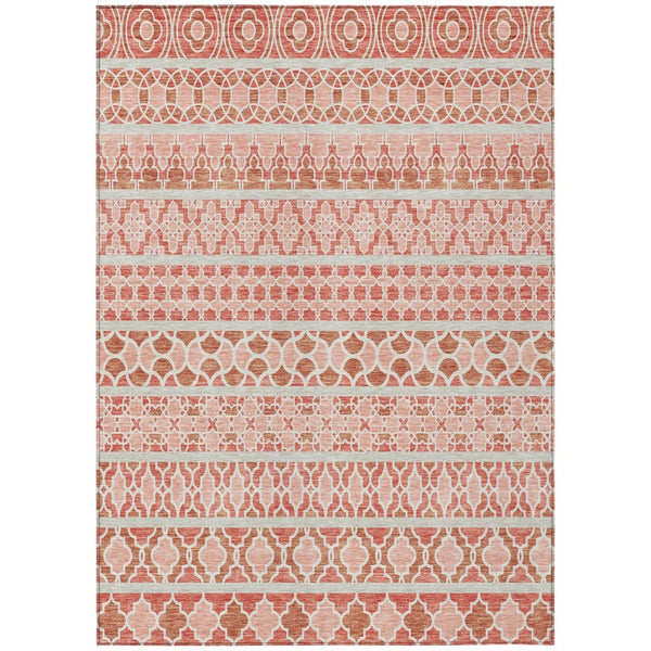 HomeRoots 9' Salmon Beige and Copper Quatrefoil Area Rug - Stylish, Durable, Washable for Indoor and Outdoor Use 9' X 12' 583250