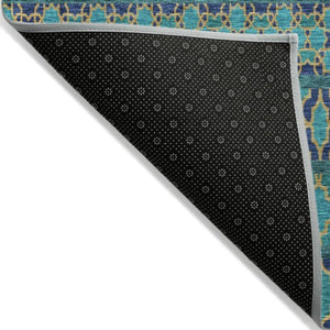 Homeroots 3' Artichoke Green Quatrefoil Washable Area Rug – Elegant Indoor Outdoor Design For Any Space 3' X 5' Polyester 583252