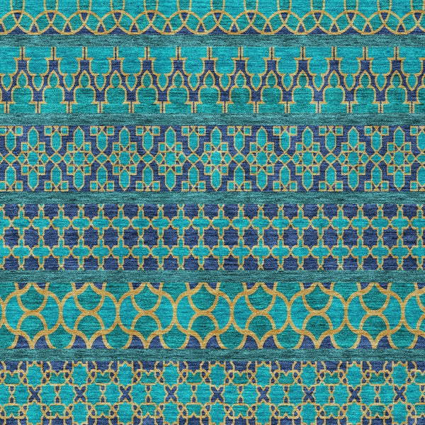 Homeroots 3' Artichoke Green Quatrefoil Washable Area Rug – Elegant Indoor Outdoor Design For Any Space 5' X 8' Polyester 583253