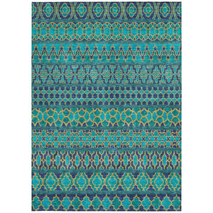 Homeroots 3' Artichoke Green Quatrefoil Washable Area Rug – Elegant Indoor Outdoor Design For Any Space 8' X 10' Polyester 583255